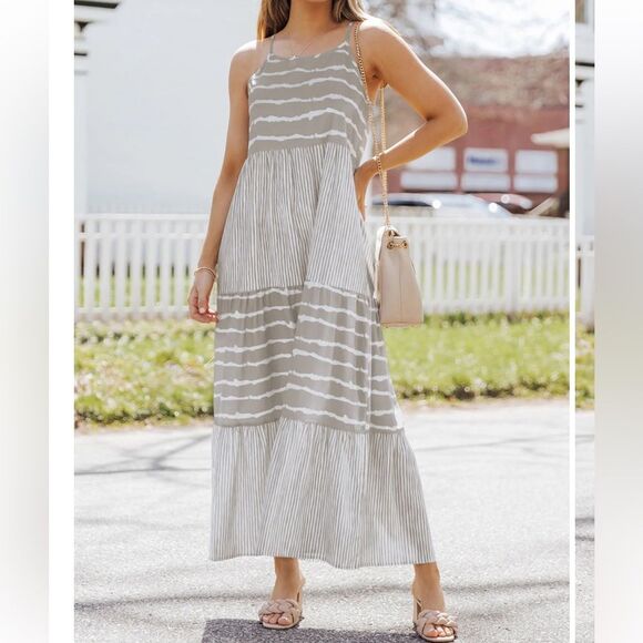 Unbranded Dresses & Skirts - Womens Halter Type Crew Neck Patchwork Casual Summer Dresses with Sleeves Sz XL